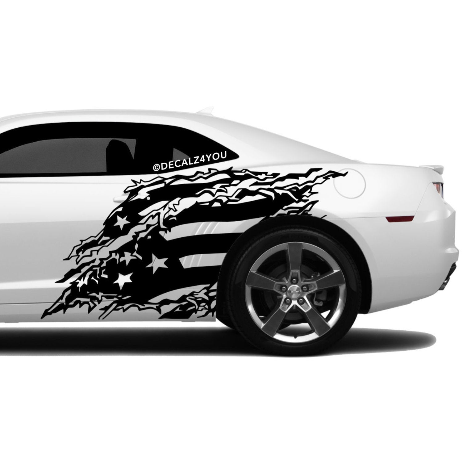 INCLUDES Both Sides - US USA cheapest flag distressed side decal fits to Ford Mustang Dodge Charger Chevy Camaro 120cm